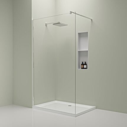 Valeria 8mm Glass Walk In Shower Screen With Chrome Frame - Various Sizes